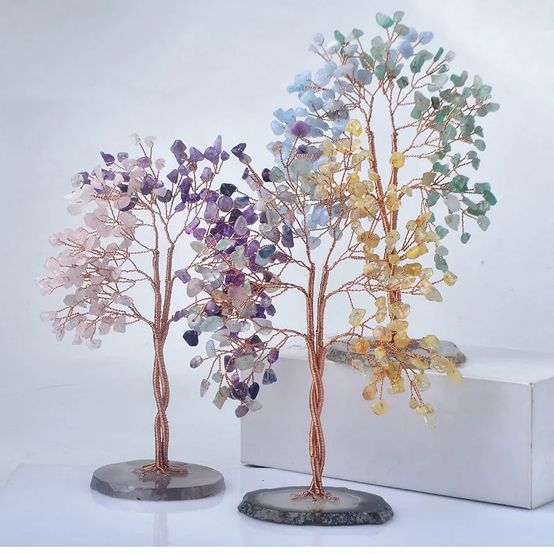 Natural Crystal Two-tone Abundance Tree – Amethyst & Rose Quartz