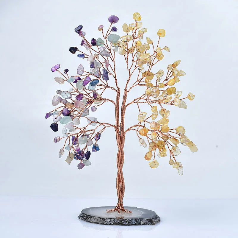 Natural Crystal Two-tone Abundance Tree – Amethyst & Rose Quartz