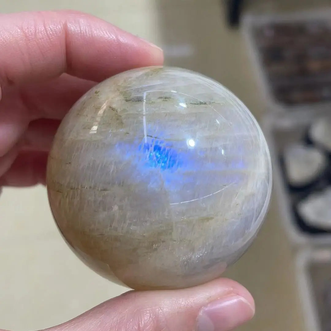 Crystal Healing Sphere: Polished Blue Moonstone