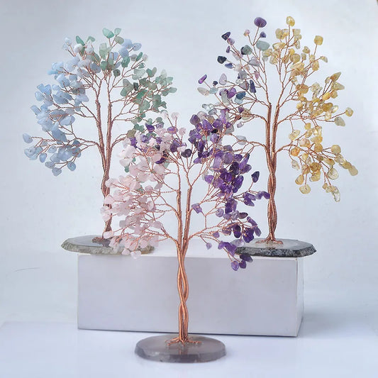 Natural Crystal Two-tone Abundance Tree – Amethyst & Rose Quartz