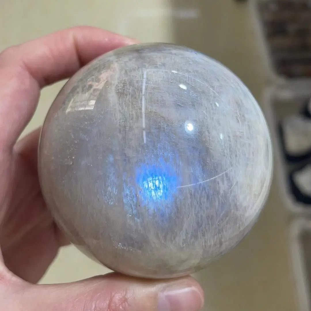 Crystal Healing Sphere: Polished Blue Moonstone